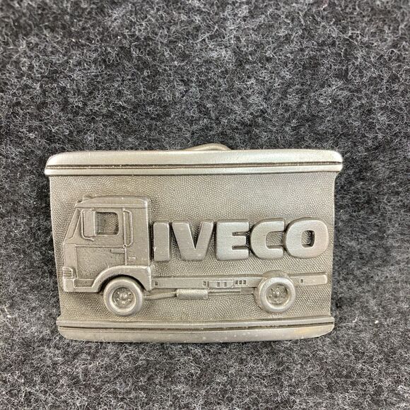 Vintage 1984‎ Limited Edition IVECO Flat bed trucking roll container Belt Buckle - Picture 1 of 6